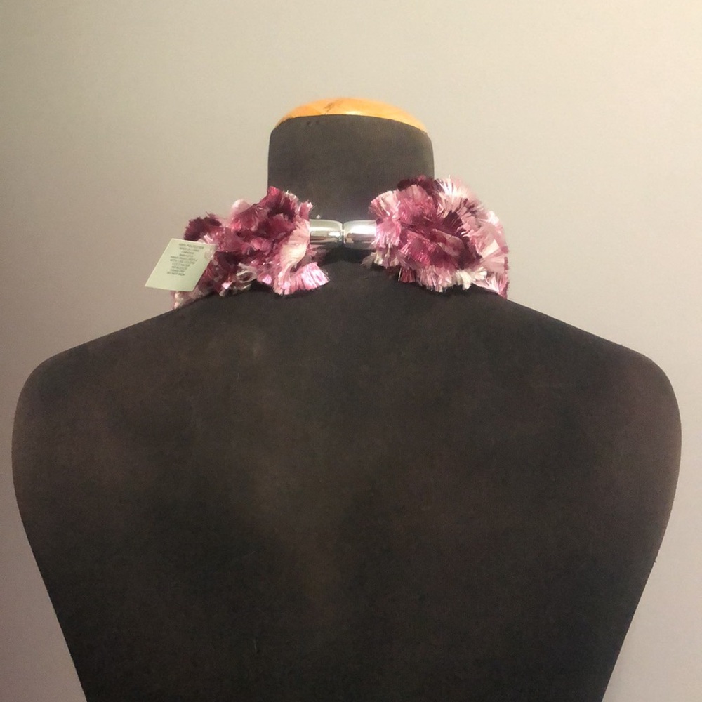 Pink Ganz Ribbon Fringe Magnetic Scarf - Picture 4 of 10